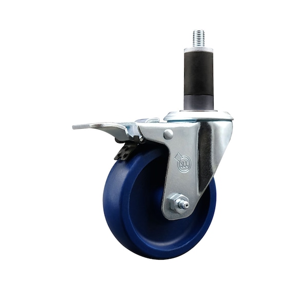 4'' Solid Poly Swivel 1-1/4'' Expanding Stem Caster Total Lock Brake